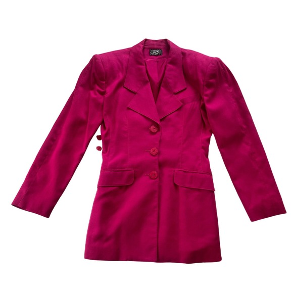 VIP Jackets & Blazers - Vintage 80s Pink Blazer Jacket Made in USA Sz 4 Rayon Linen Cinched Back Barbie